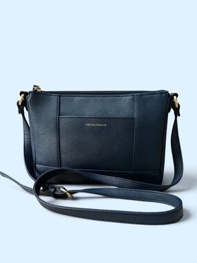 Tignanello Navy Blue Saffiano Leather Structured Crossbody Bag